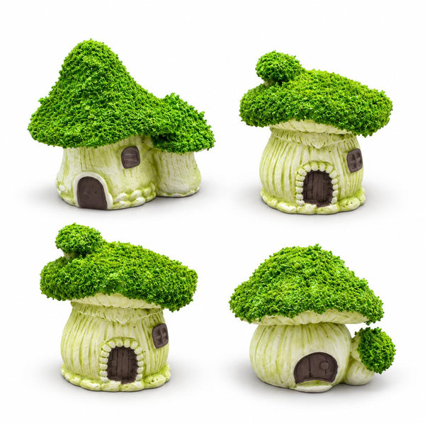 FANJUN-AMTECH Miniature Mushroom House Models Set - 4 Pieces