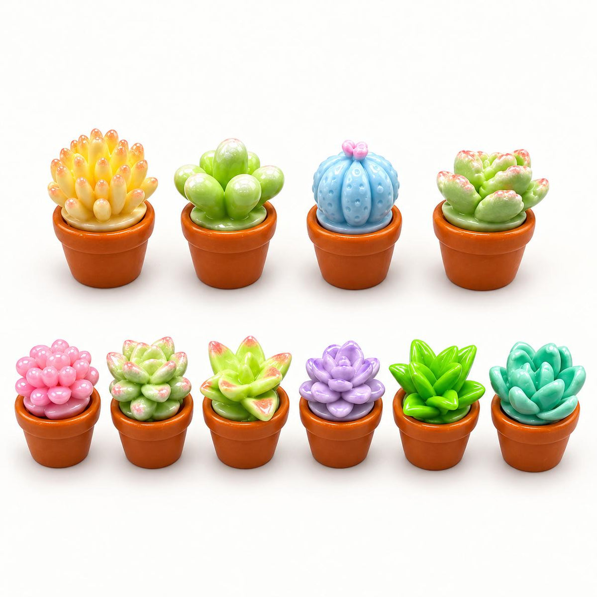 FANJUN-AMTECH Miniature Succulent Plant Models Set - 10 Pieces