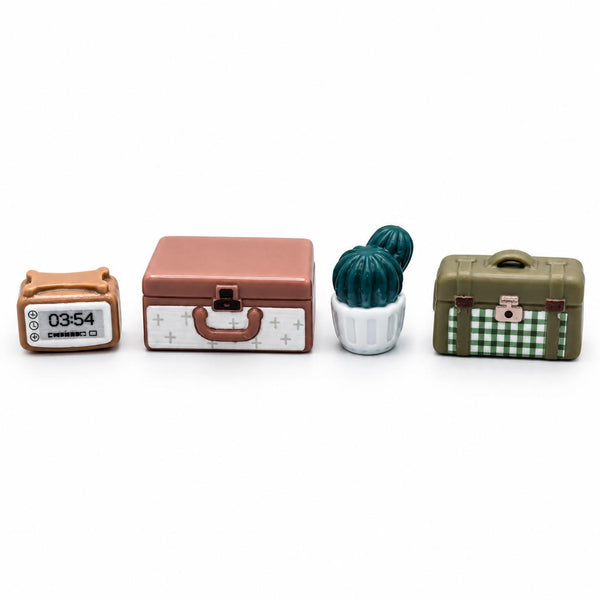 FANJUN-AMTECH Miniature Clock and Box Decorative Accessories Set - 4 Pieces