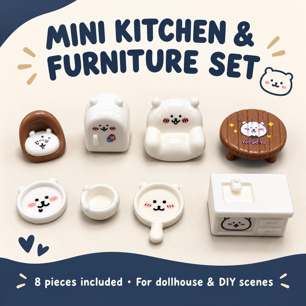 FANJUN-AMTECH Miniature Kitchen Scene Accessories Set - 8 Pieces