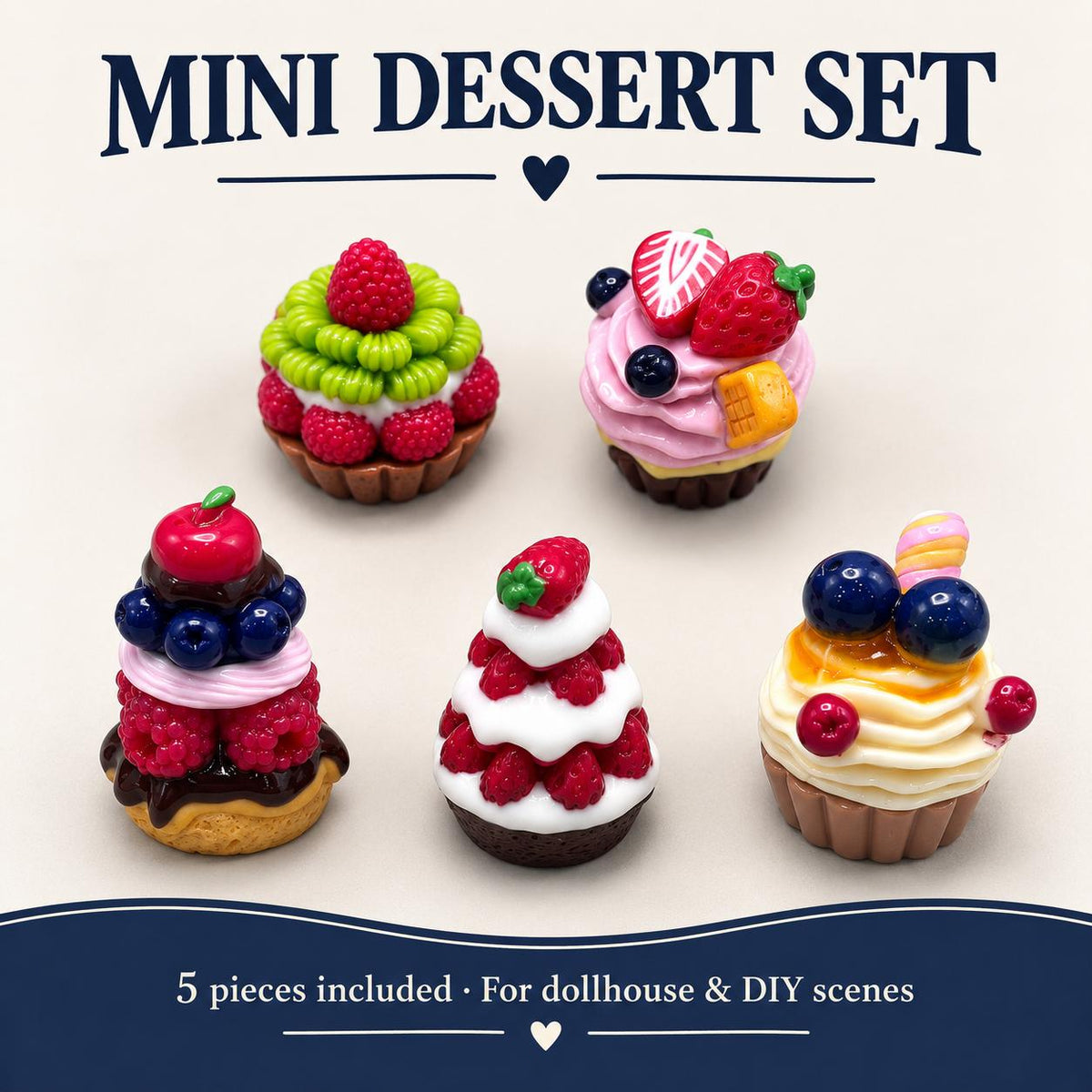 FANJUN-AMTECH Miniature Layered Cake Models Set - 5 Pieces