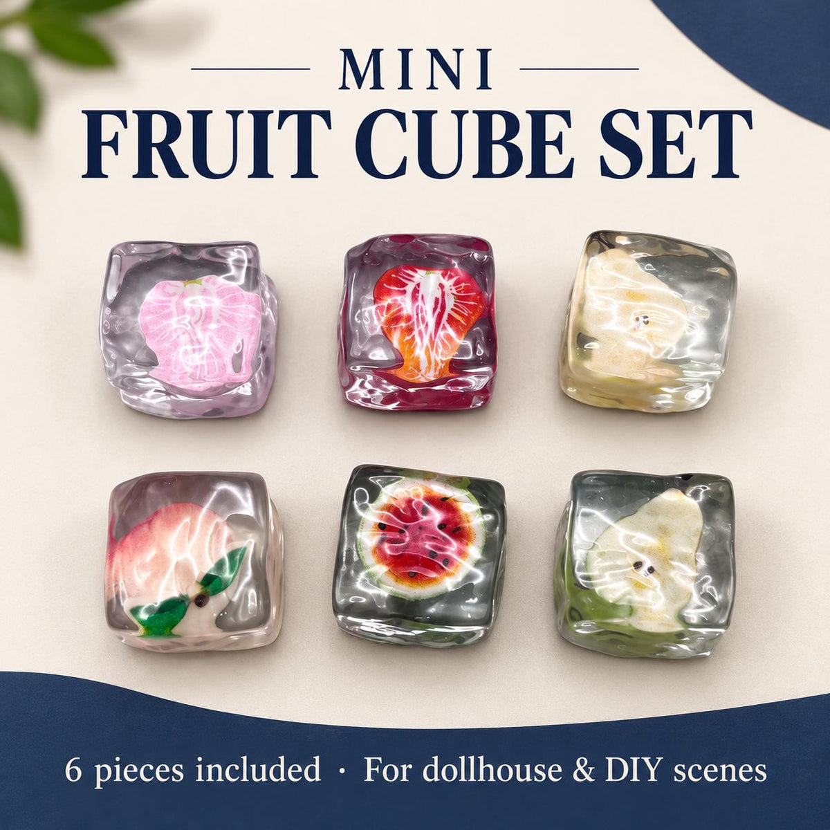 FANJUN-AMTECH Miniature Fruit Cube Models Set - 6 Pieces