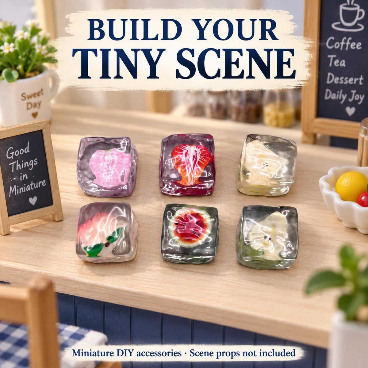 FANJUN-AMTECH Miniature Fruit Cube Models Set - 6 Pieces