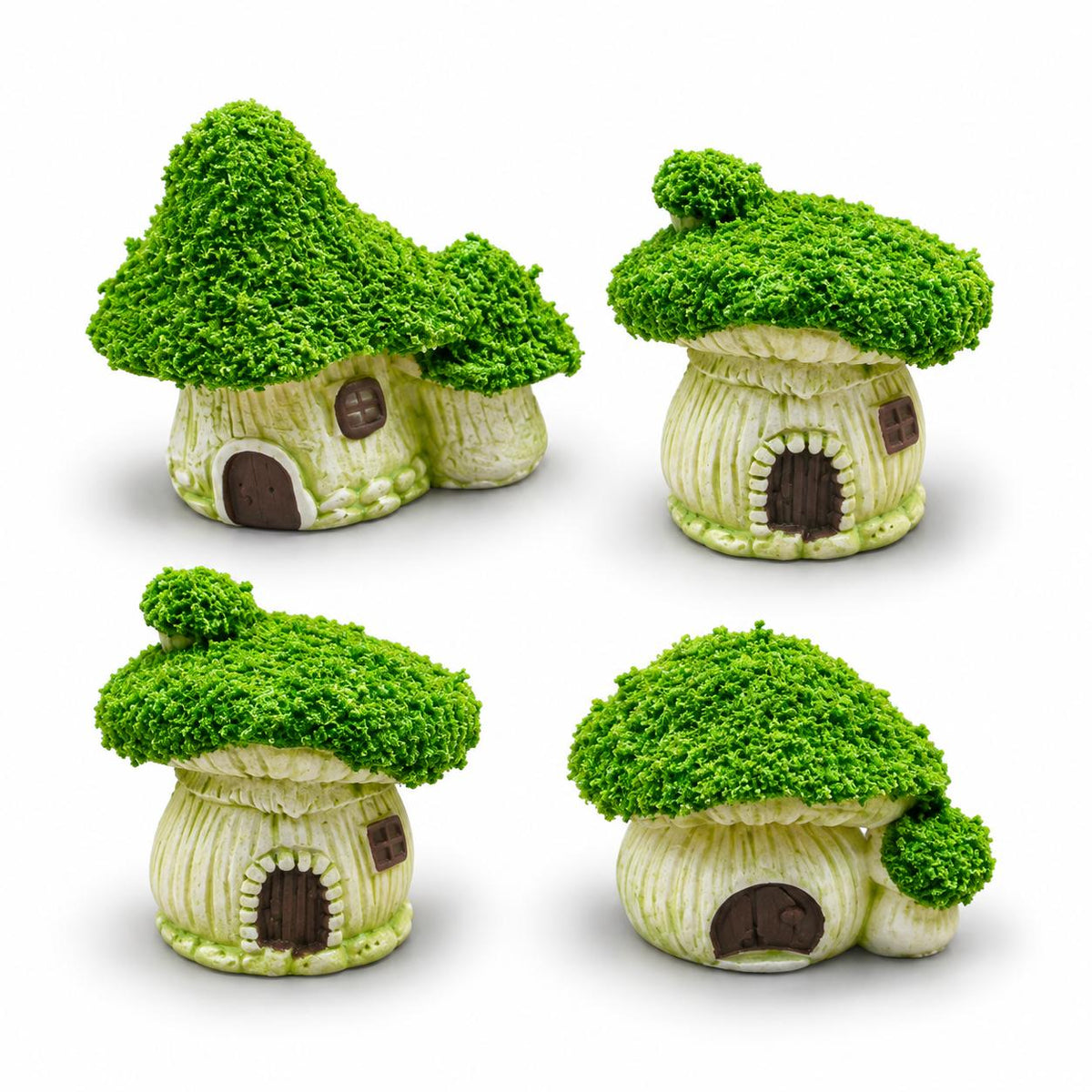 FANJUN-AMTECH Miniature Mushroom House Models Set - 4 Pieces