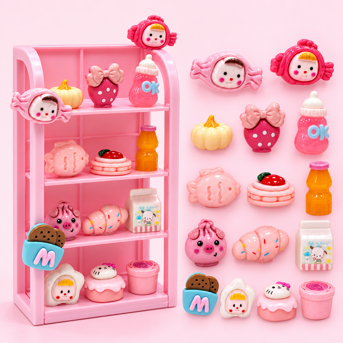 FANJUN-AMTECH Miniature Pink Snack Display Set