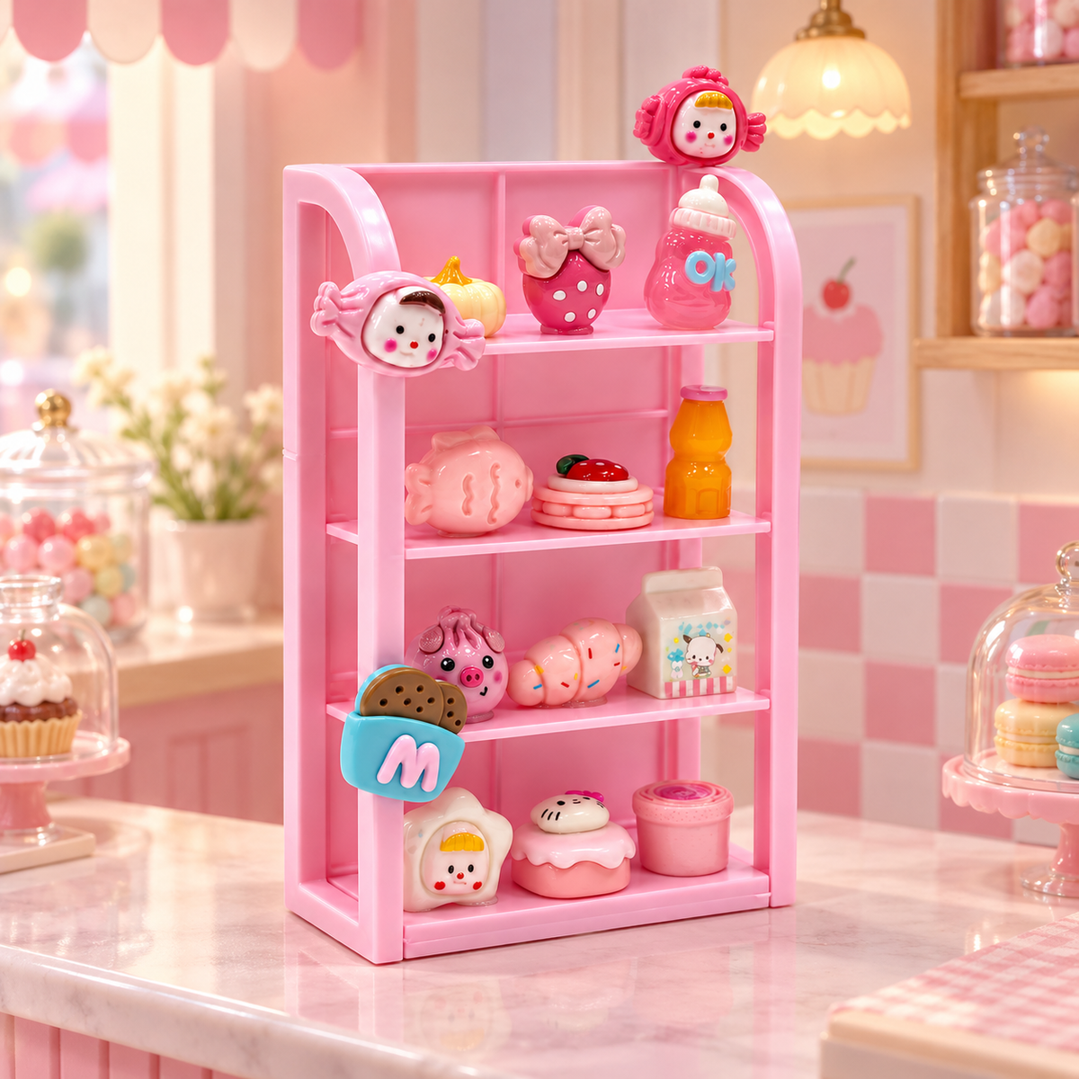 FANJUN-AMTECH Miniature Pink Snack Display Set