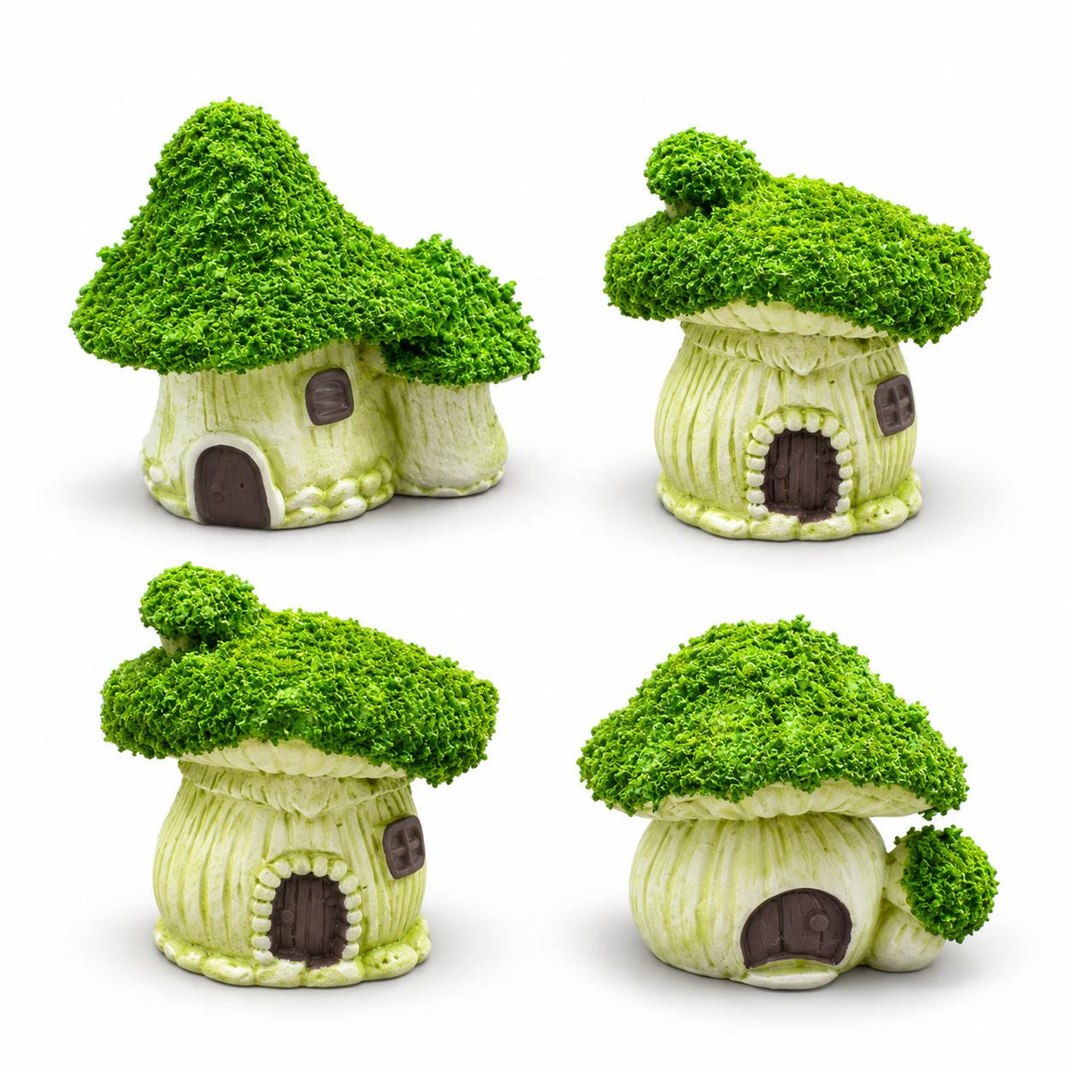 FANJUN-AMTECH Miniature Mushroom House Models Set - 4 Pieces