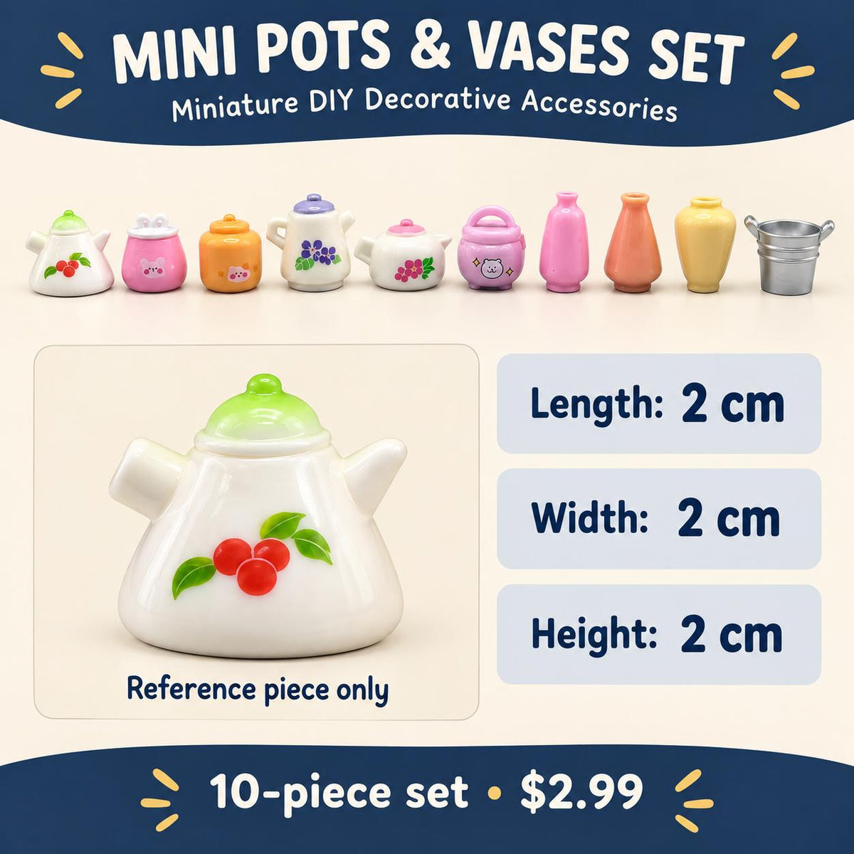 FANJUN-AMTECH 10-Piece Miniature Decorative Pots and Bottles Set, Home Decor Ornaments for Shelf Display, Photo Props