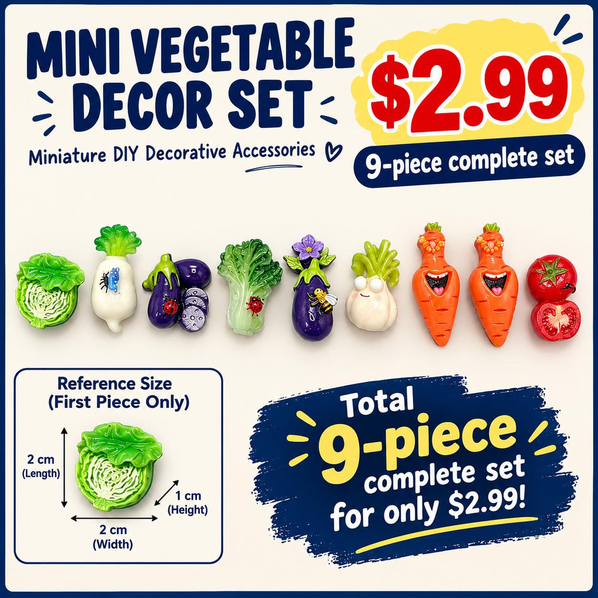 FANJUN-AMTECH Miniature Vegetable Models Set - 9 Pieces