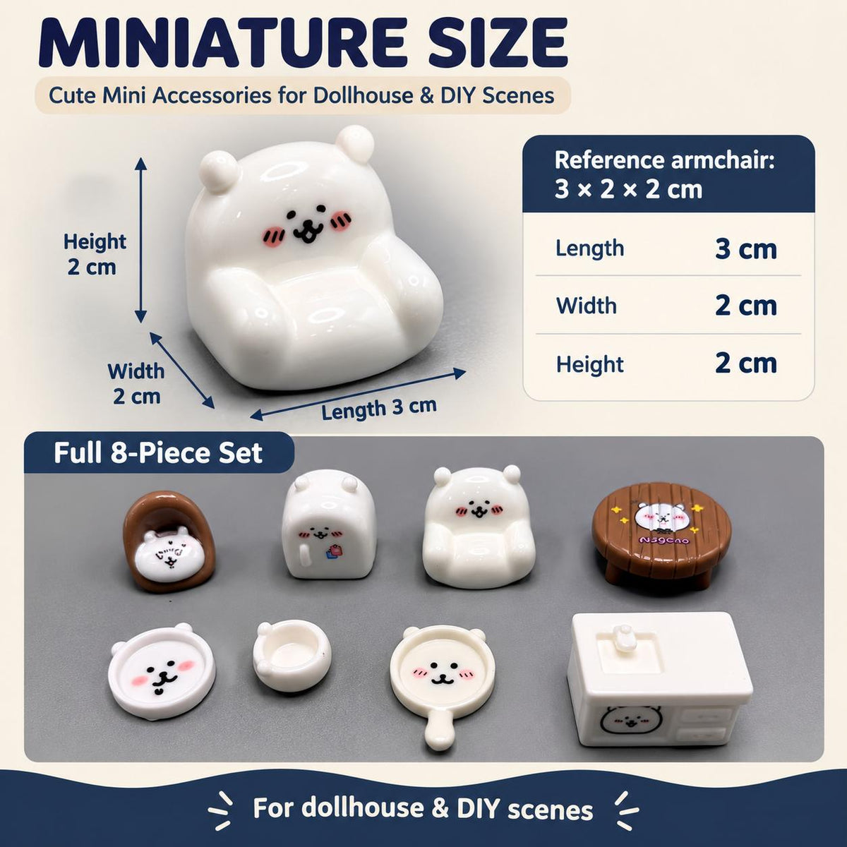FANJUN-AMTECH Miniature Kitchen Scene Accessories Set - 8 Pieces
