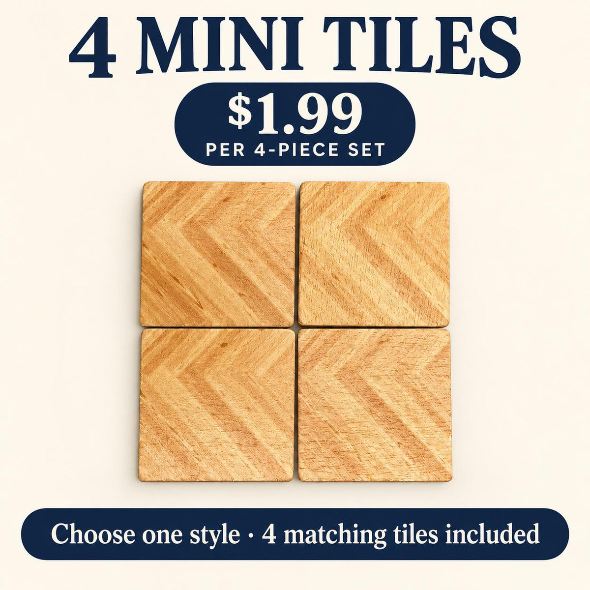 FANJUN-AMTECH Miniature Decorative Tiles - 4 Matching Pieces