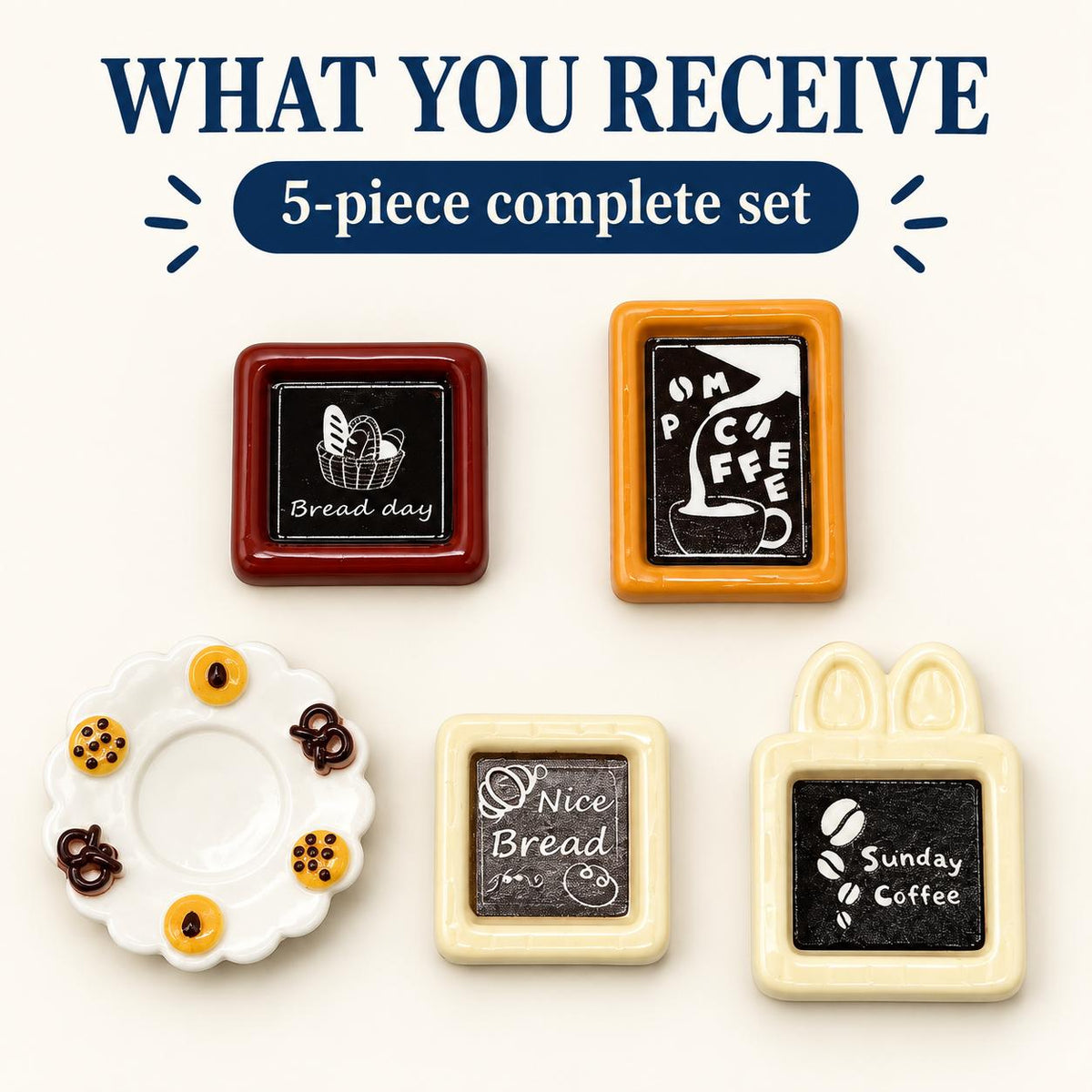 FANJUN-AMTECH Miniature Things 5-Piece Cafe Decorative Accessories Set, Home Decor Statues & Figurines for Home Supplies