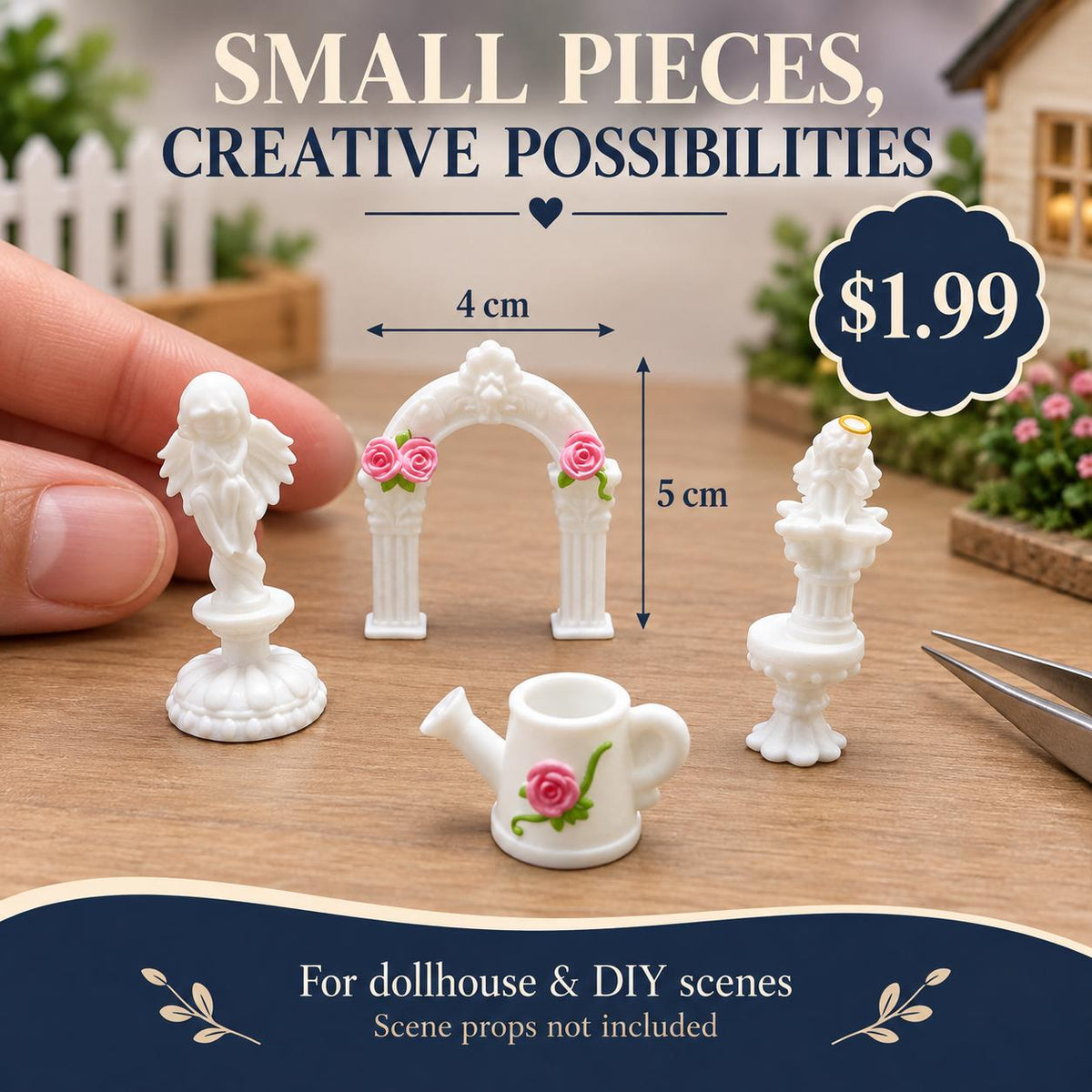 FANJUN-AMTECH Miniature Garden Arch Scene Accessories Set - 4 Pieces