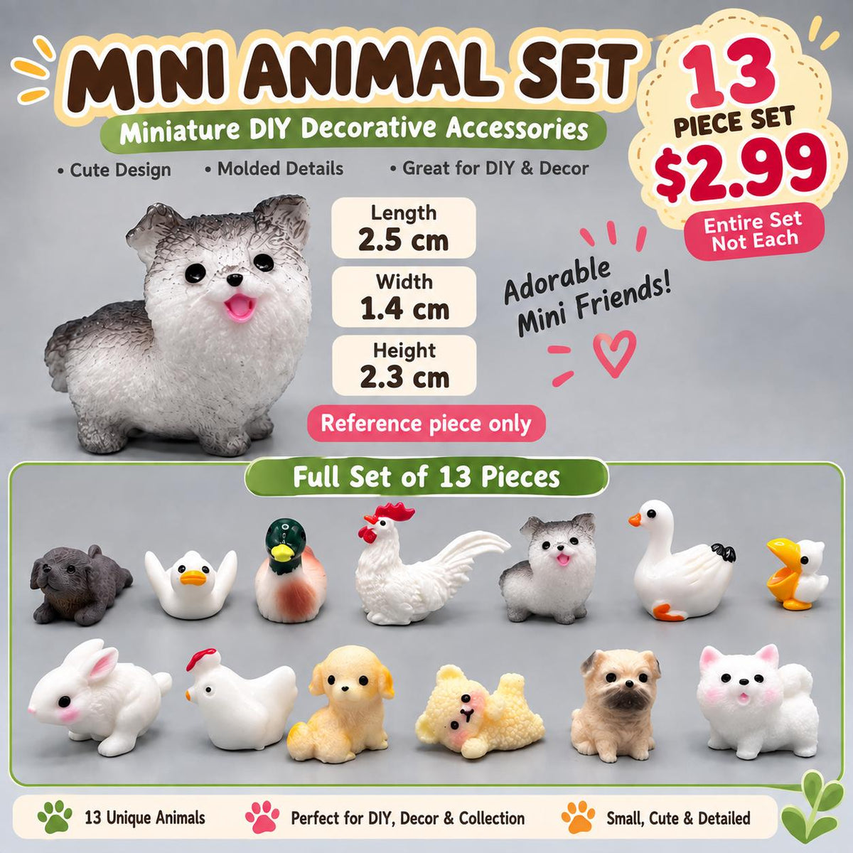 FANJUN-AMTECH Miniature Animal Models Set - 13 Pieces