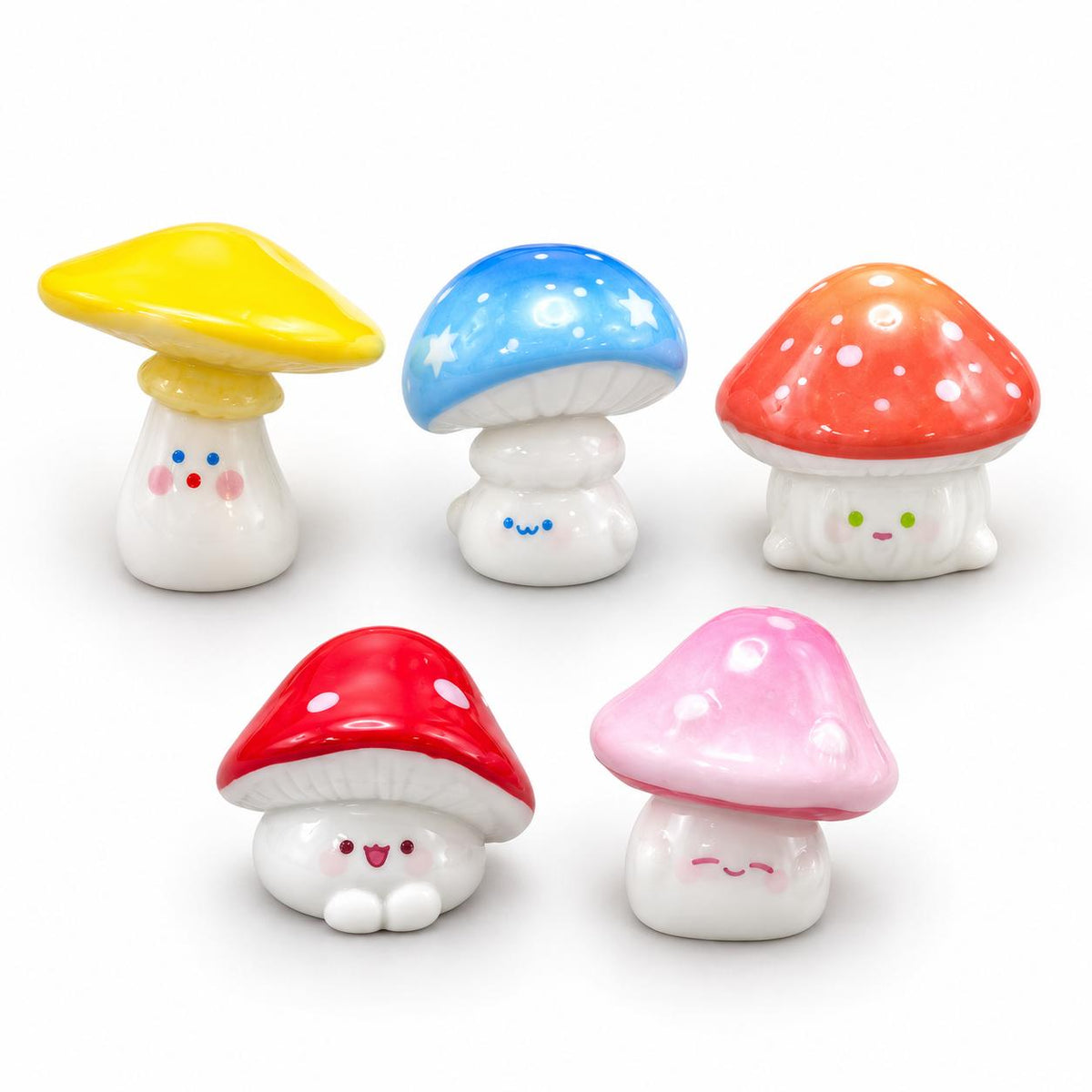 FANJUN-AMTECH Miniature Colorful Mushroom Models Set - 5 Pieces