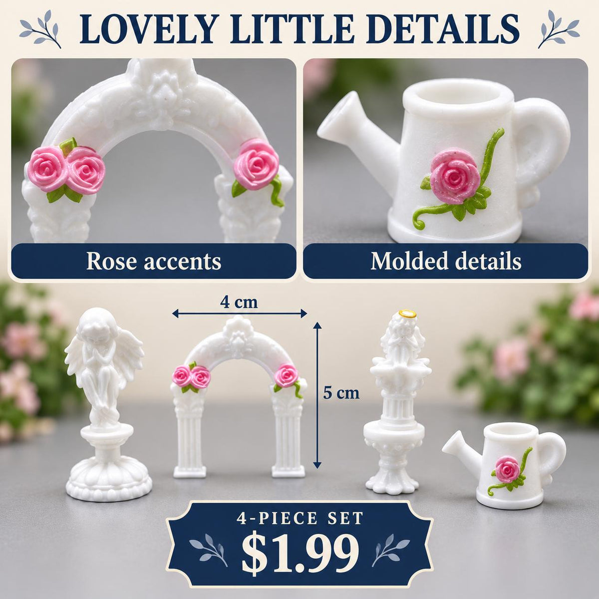 FANJUN-AMTECH Miniature Garden Arch Scene Accessories Set - 4 Pieces