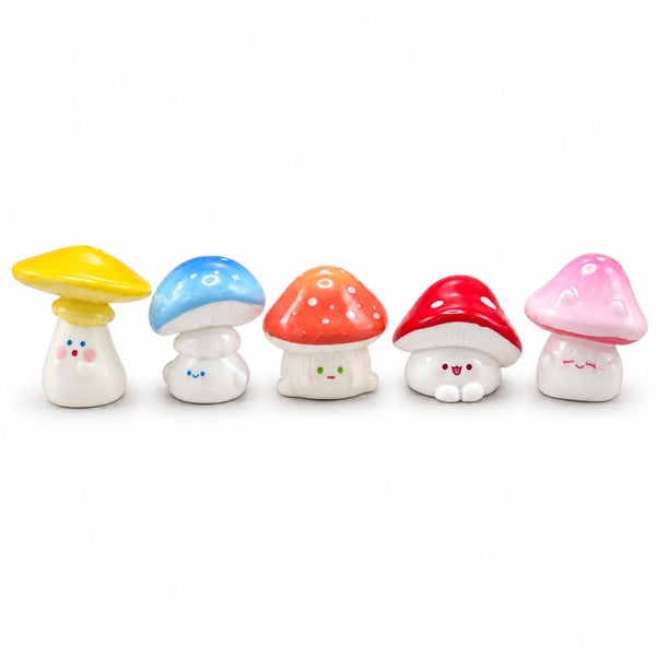 FANJUN-AMTECH Miniature Colorful Mushroom Models Set - 5 Pieces