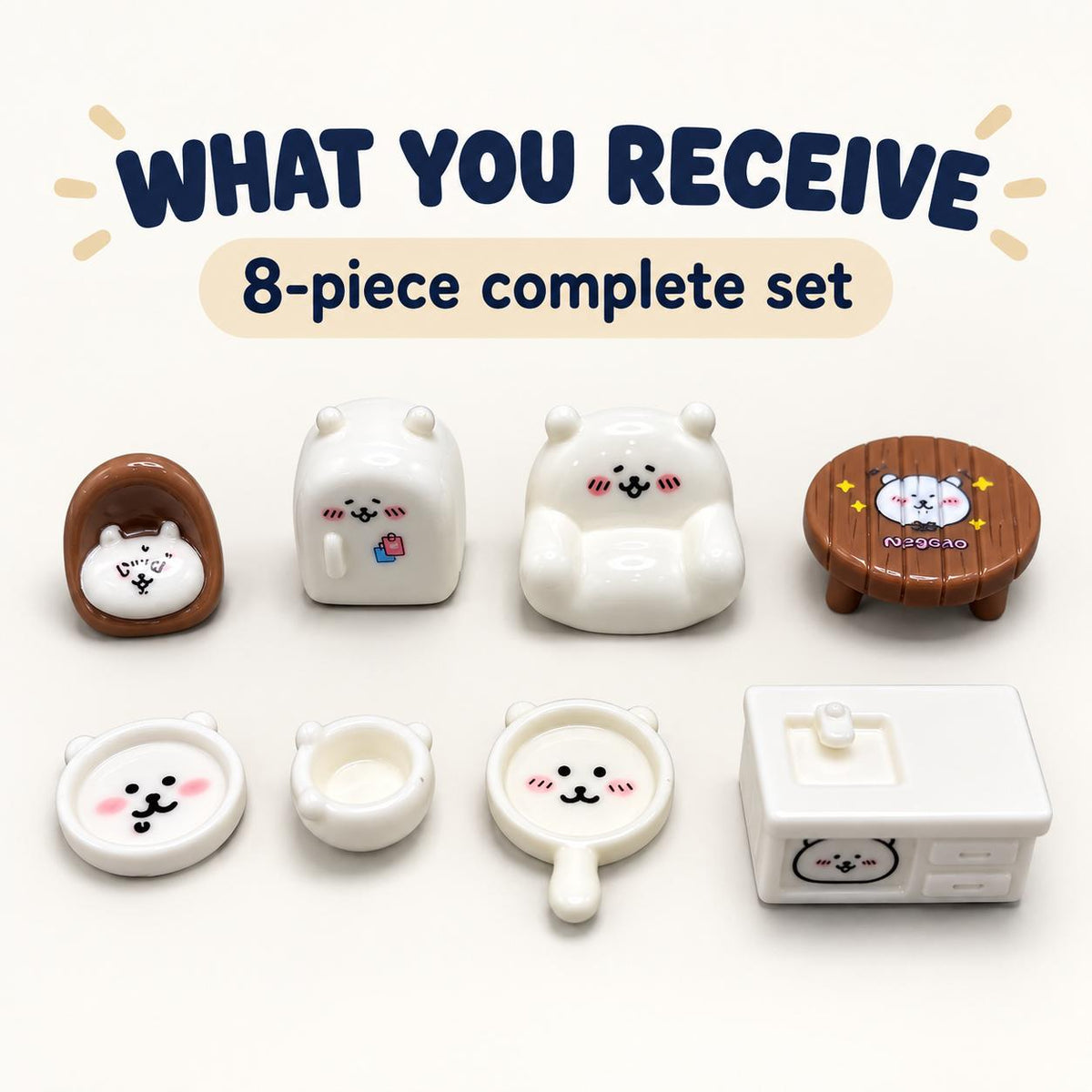 FANJUN-AMTECH Miniature Kitchen Scene Accessories Set - 8 Pieces