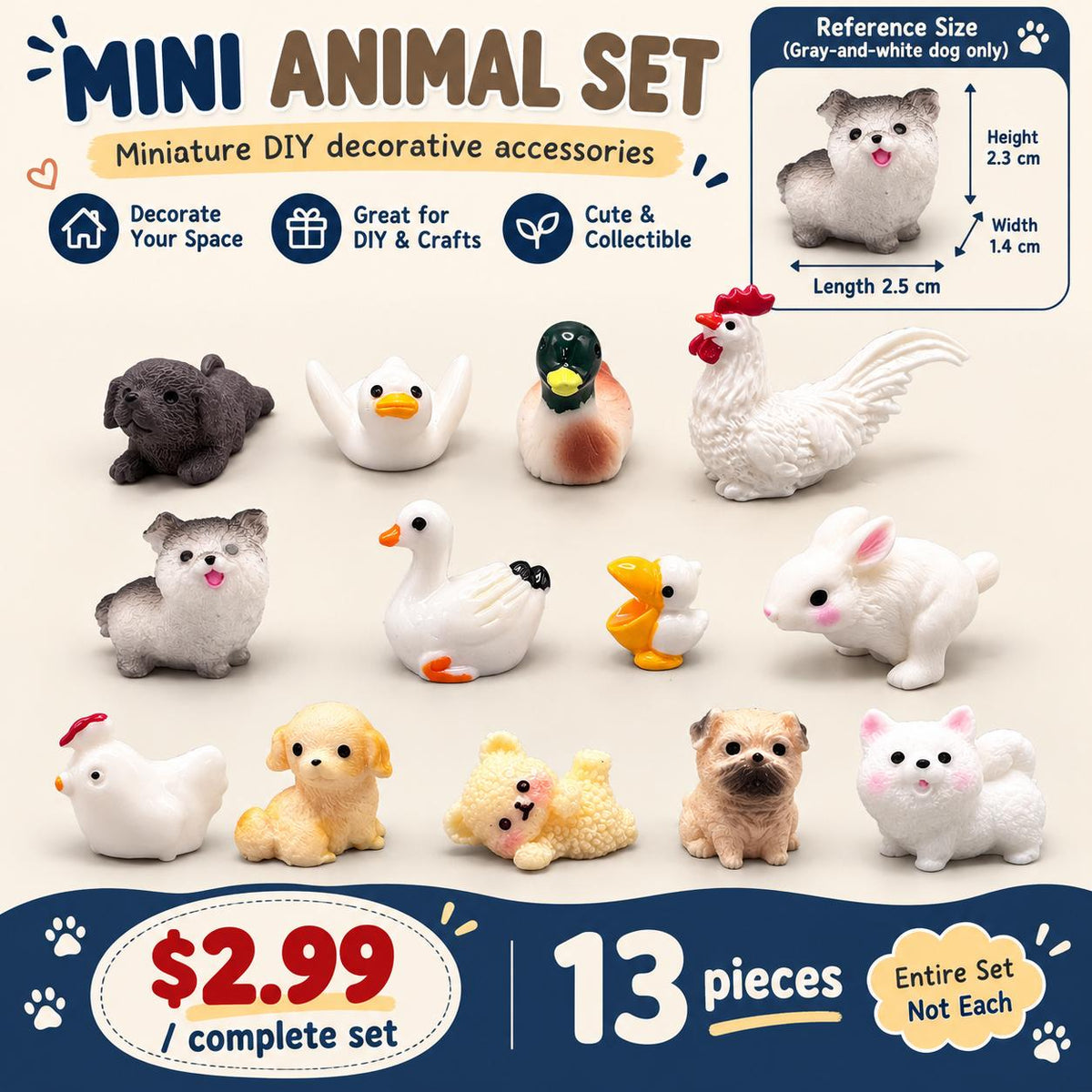 FANJUN-AMTECH Miniature Animal Models Set - 13 Pieces