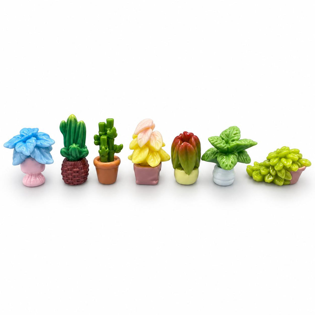 FANJUN-AMTECH Miniature Potted Plant Models Set - 7 Pieces