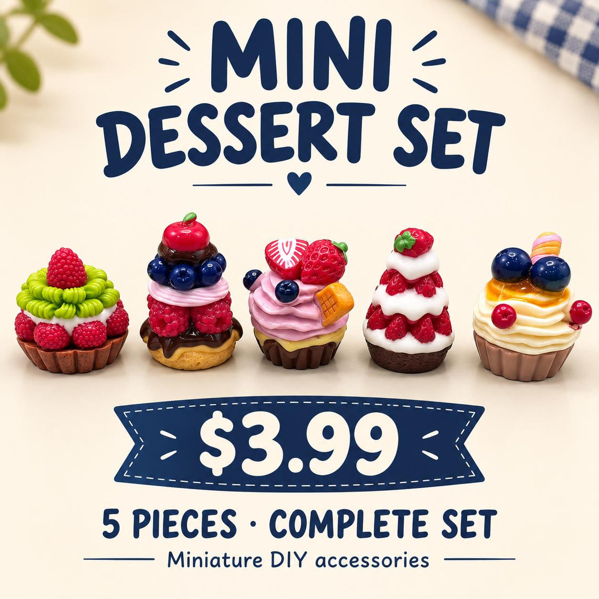 FANJUN-AMTECH Miniature Layered Cake Models Set - 5 Pieces
