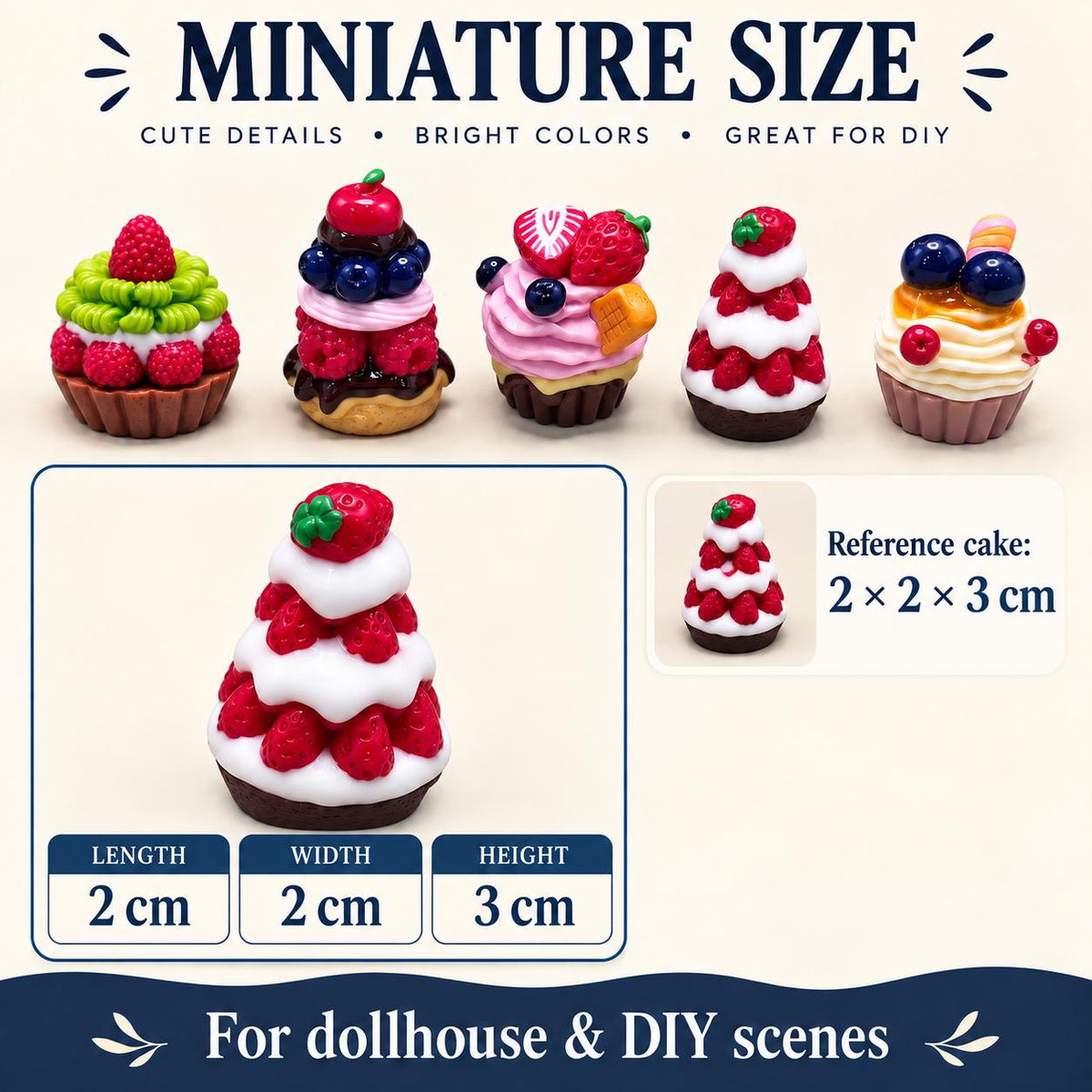 FANJUN-AMTECH Miniature Layered Cake Models Set - 5 Pieces