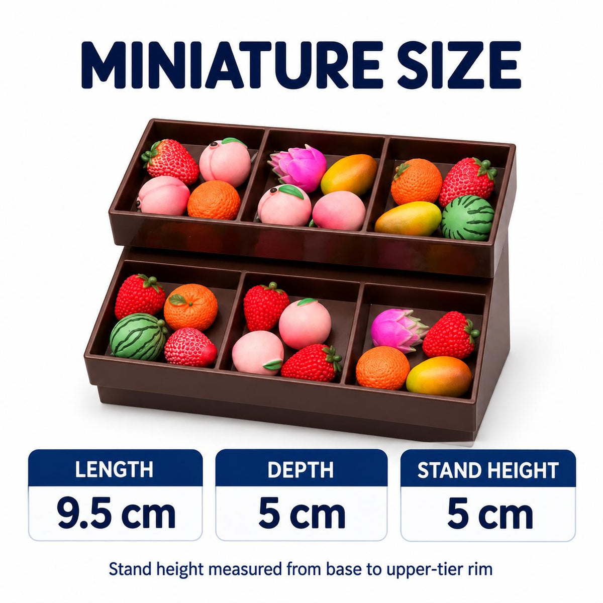 FANJUN-AMTECH Miniature Fruit Display Stand and 24 Fruit Models Set