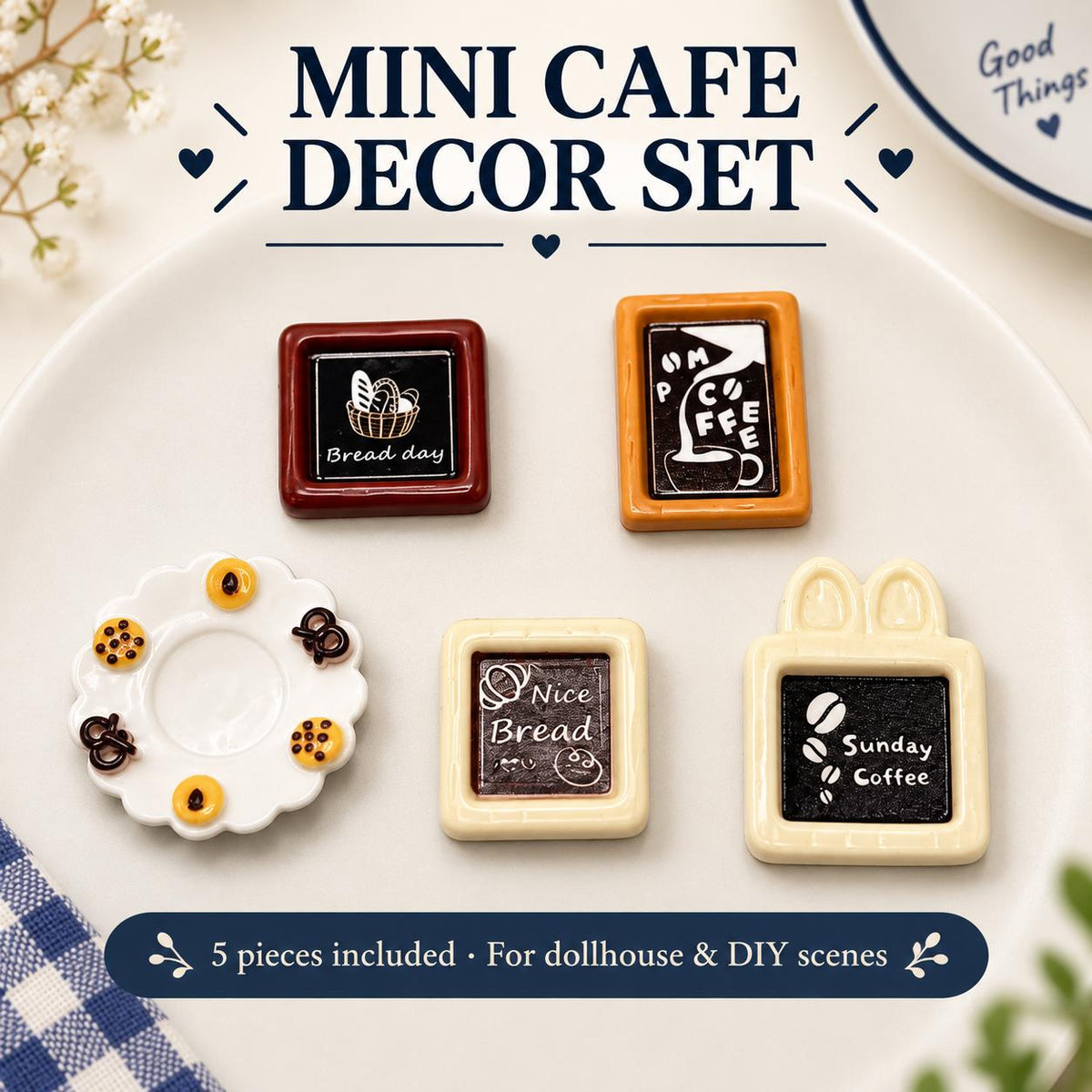 FANJUN-AMTECH Miniature Things 5-Piece Cafe Decorative Accessories Set, Home Decor Statues & Figurines for Home Supplies