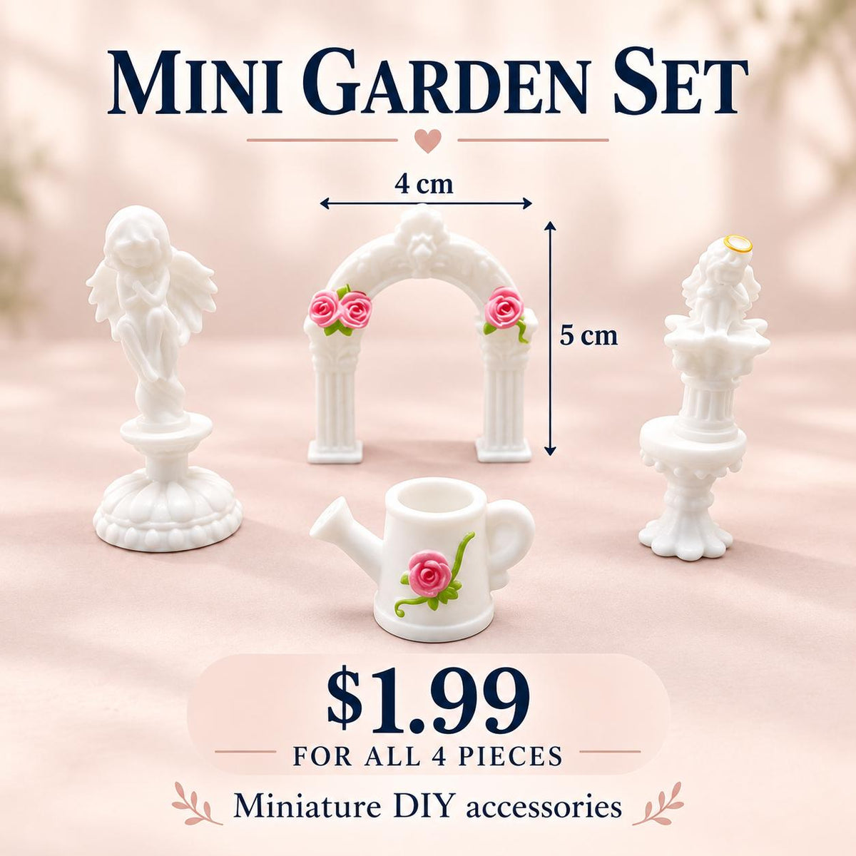 FANJUN-AMTECH Miniature Garden Arch Scene Accessories Set - 4 Pieces