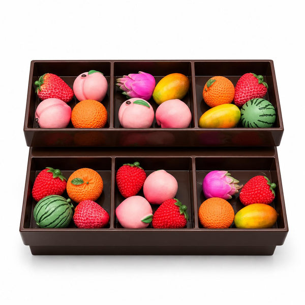 FANJUN-AMTECH Miniature Fruit Display Stand and 24 Fruit Models Set