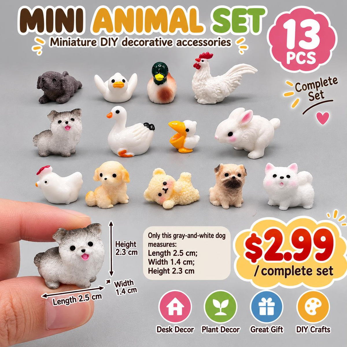 FANJUN-AMTECH Miniature Animal Models Set - 13 Pieces