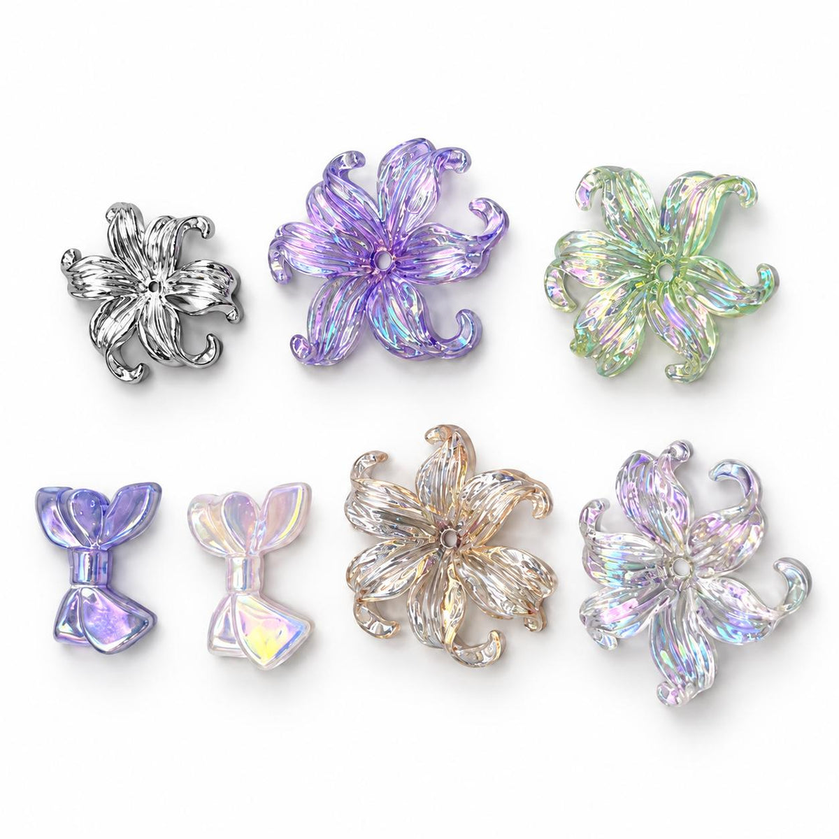 FANJUN-AMTECH Miniature Flowers and Bows Decorative Accessories Set - 7 Pieces
