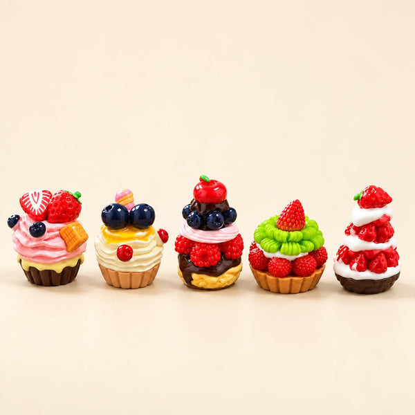 FANJUN-AMTECH Dollhouse Miniature Dessert Figurines - Home Decor Statues for Cafe Display, Choose Any 2 of 5 Styles, Non-Edible, Exactly 2