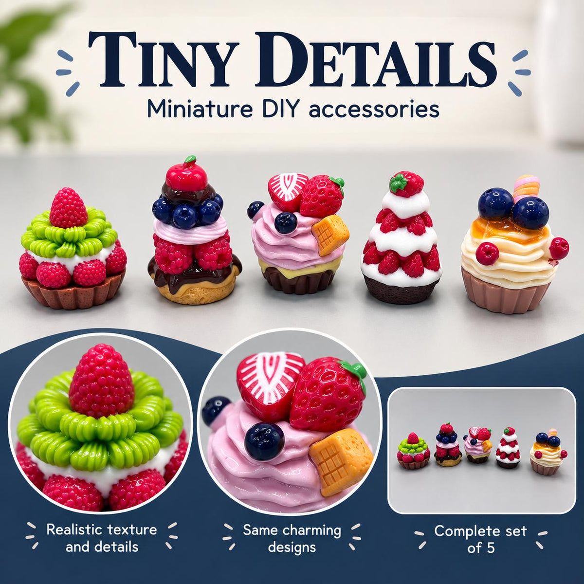 FANJUN-AMTECH Miniature Layered Cake Models Set - 5 Pieces