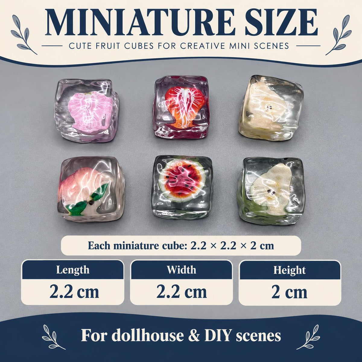 FANJUN-AMTECH Miniature Fruit Cube Models Set - 6 Pieces