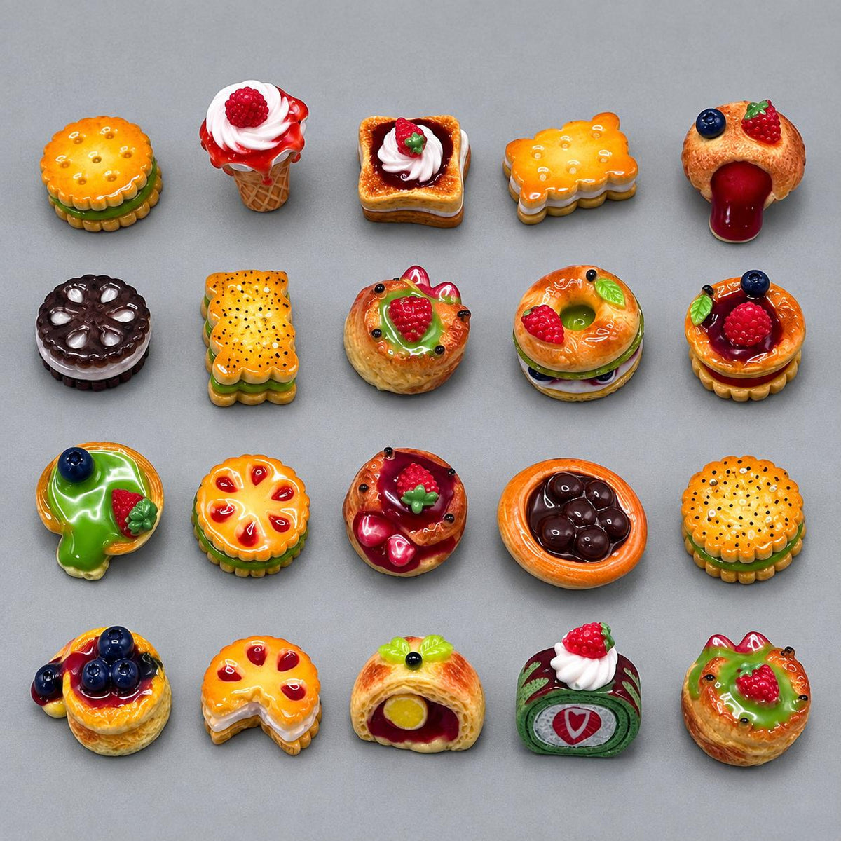 FANJUN-AMTECH Miniature Dessert Models Set - 20 Pieces
