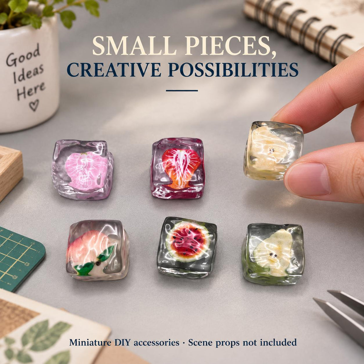 FANJUN-AMTECH Miniature Fruit Cube Models Set - 6 Pieces