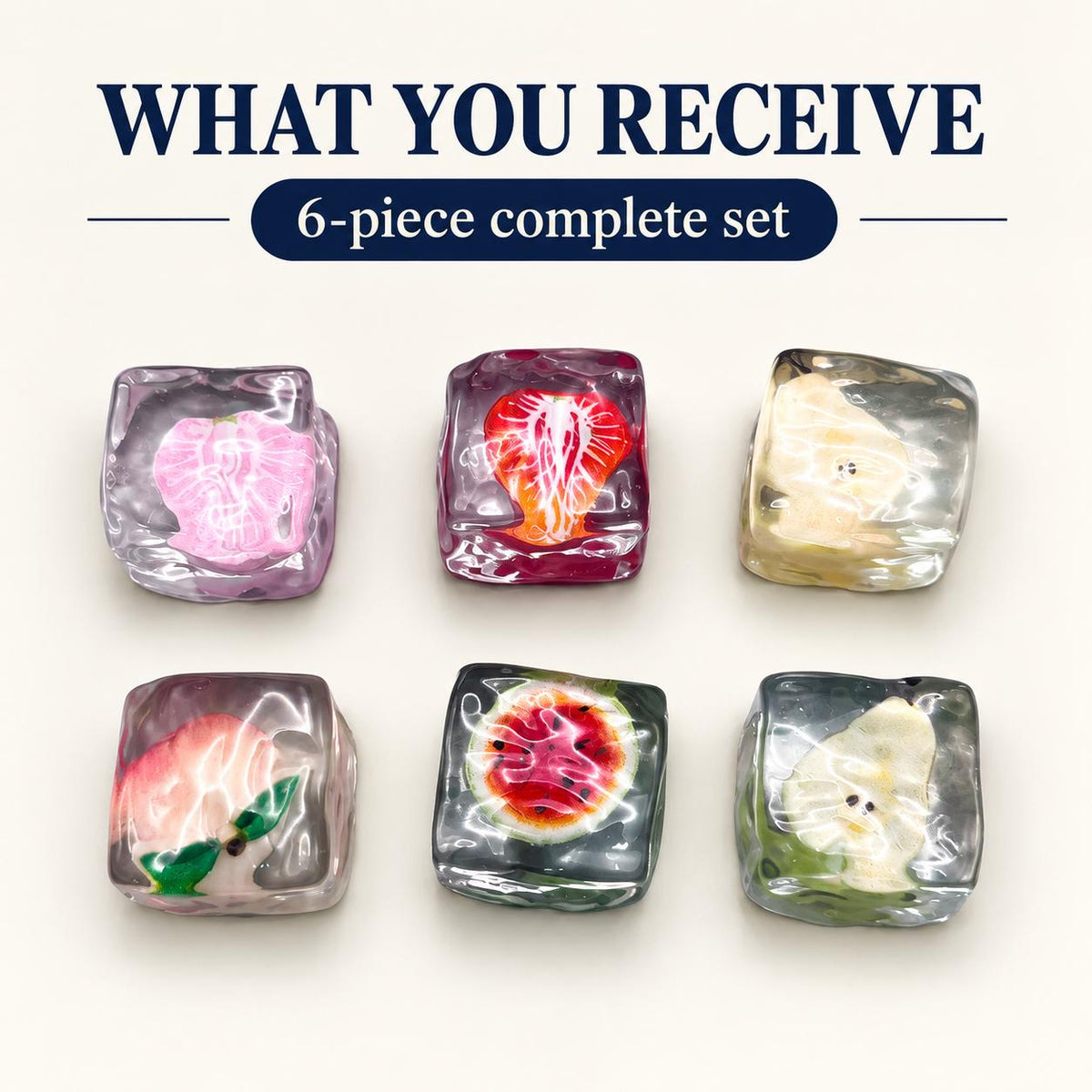 FANJUN-AMTECH Miniature Fruit Cube Models Set - 6 Pieces