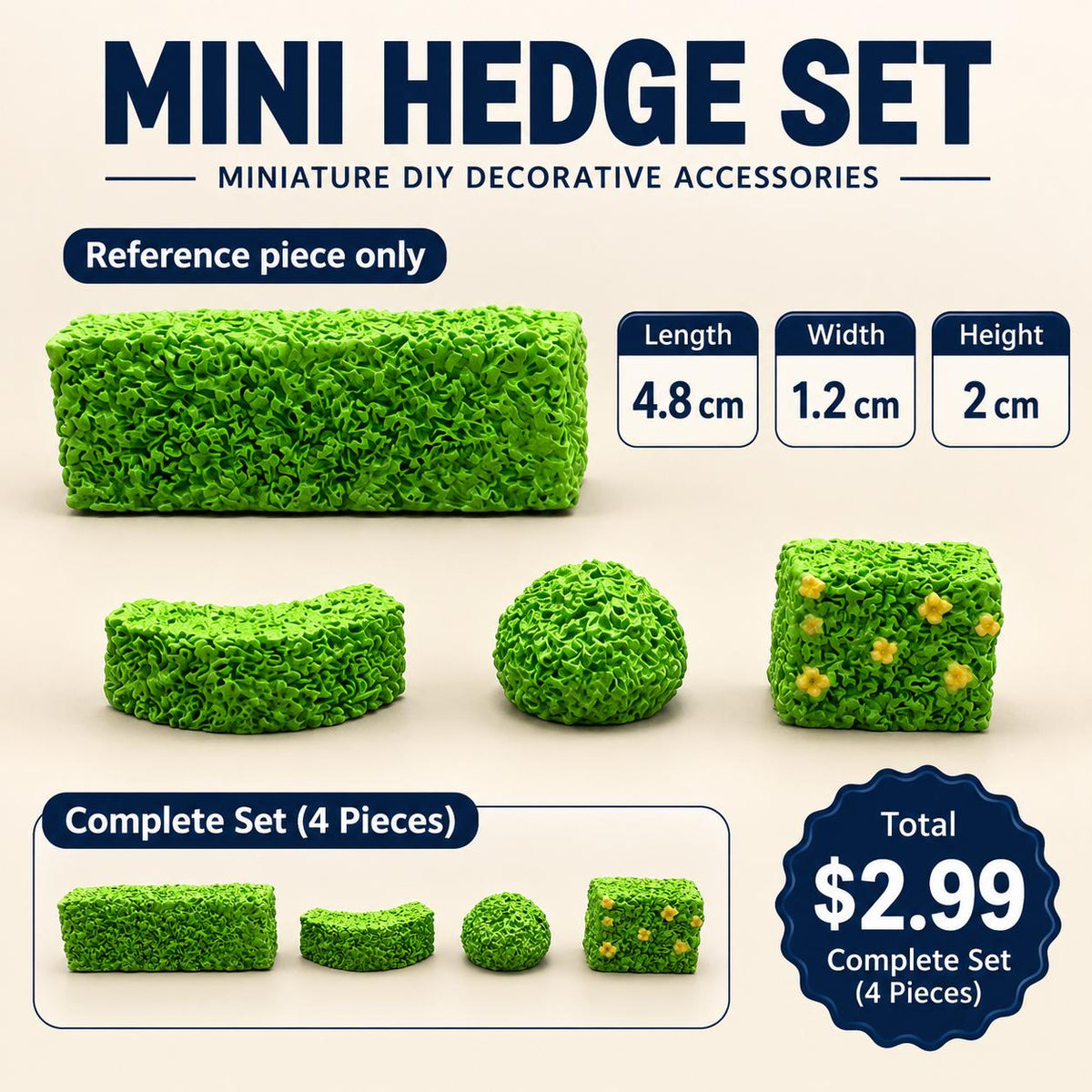 FANJUN-AMTECH Miniature Hedge Models Set - 4 Pieces
