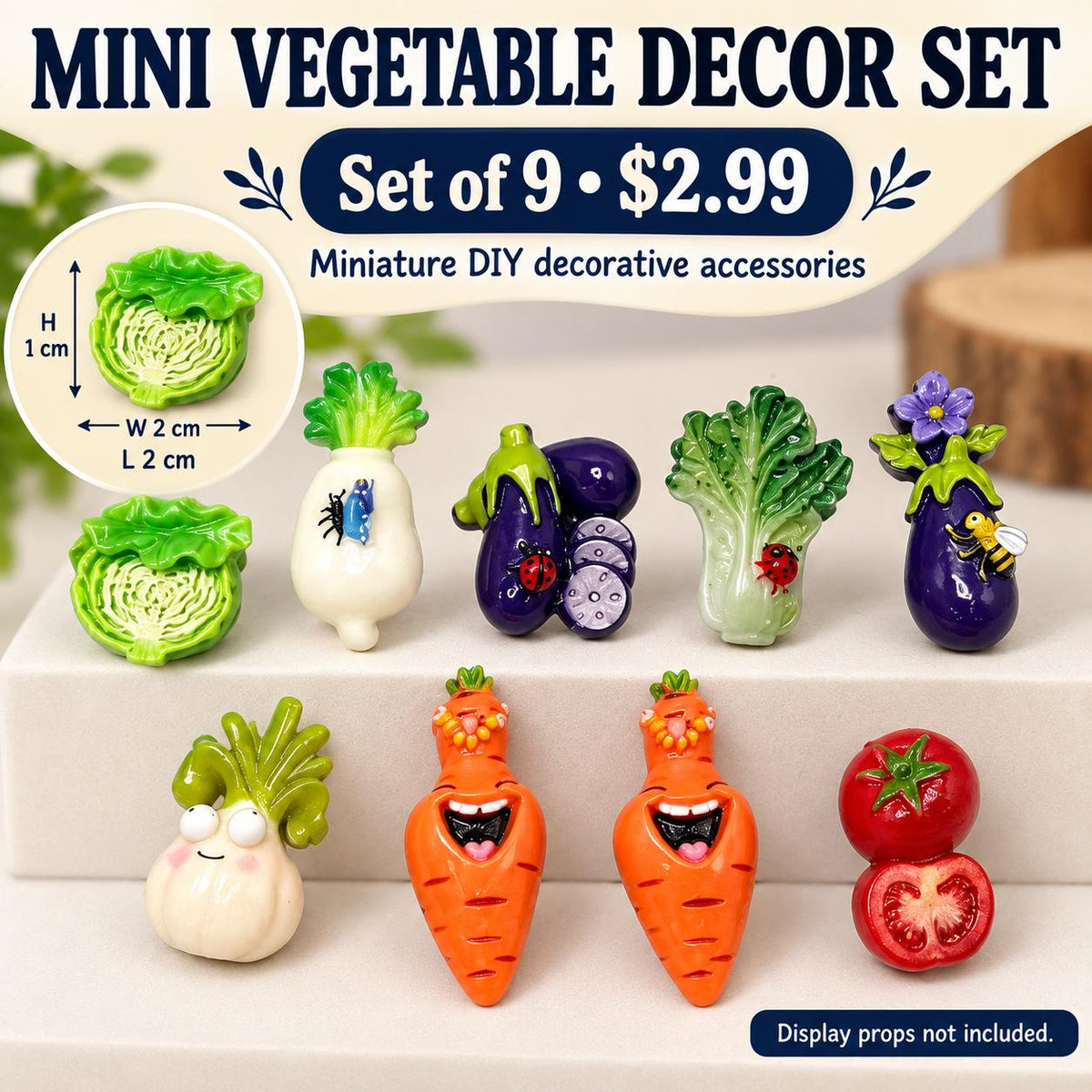 FANJUN-AMTECH Miniature Vegetable Models Set - 9 Pieces