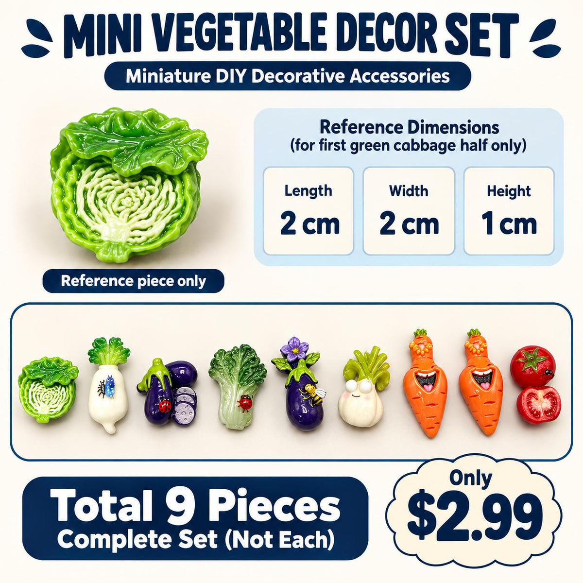FANJUN-AMTECH Miniature Vegetable Models Set - 9 Pieces