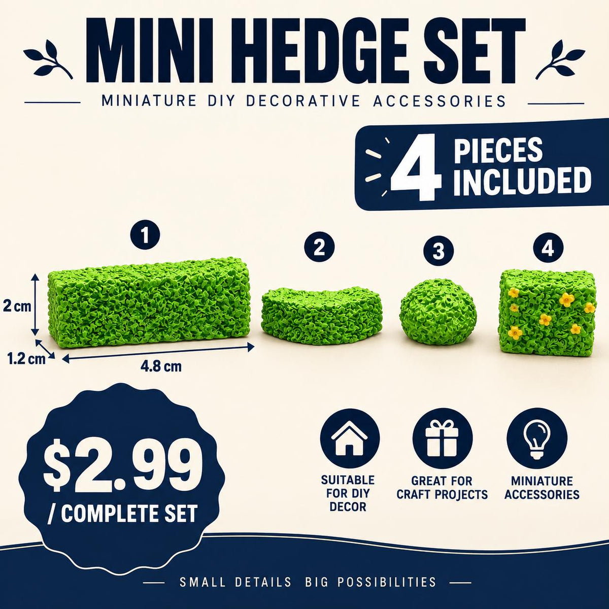FANJUN-AMTECH Miniature Hedge Models Set - 4 Pieces