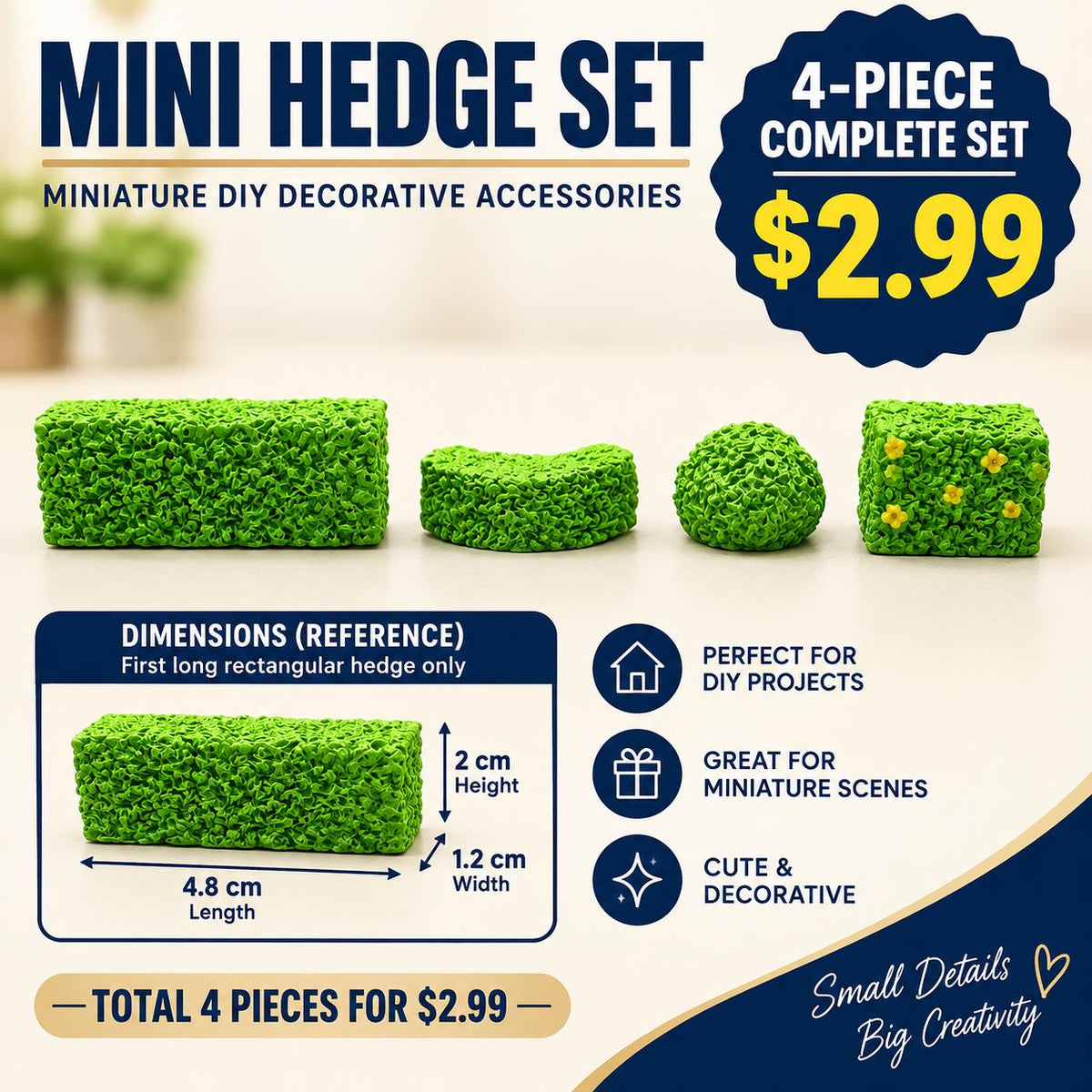 FANJUN-AMTECH Miniature Hedge Models Set - 4 Pieces