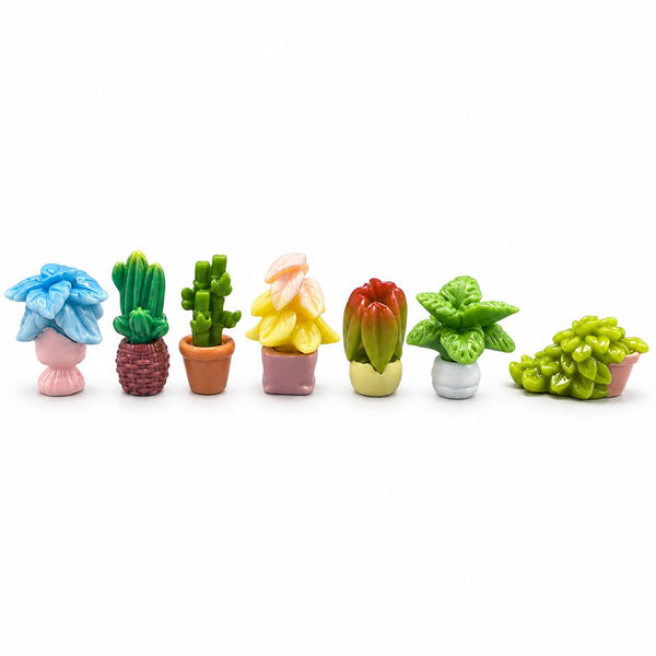 FANJUN-AMTECH Miniature Potted Plant Models Set - 7 Pieces