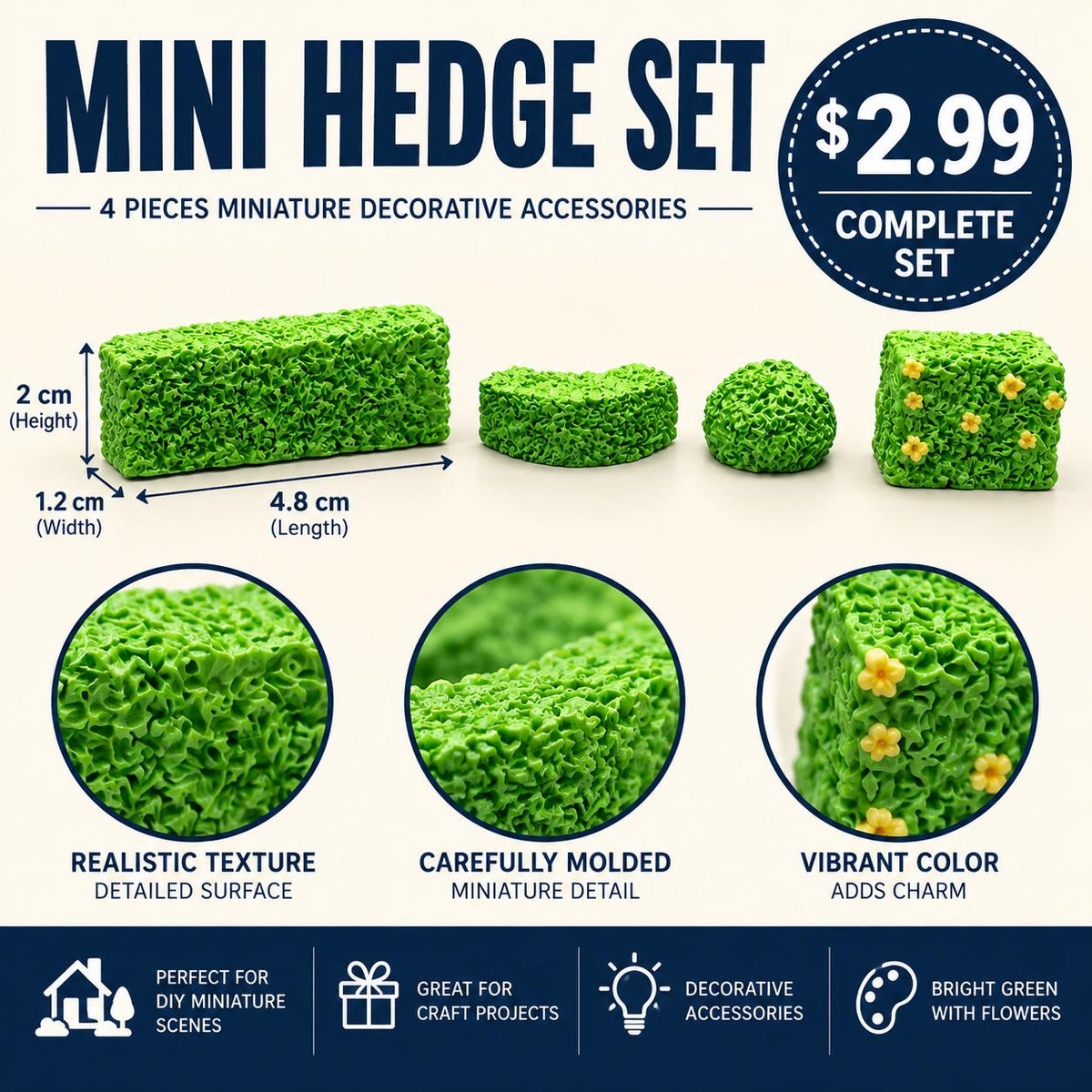 FANJUN-AMTECH Miniature Hedge Models Set - 4 Pieces