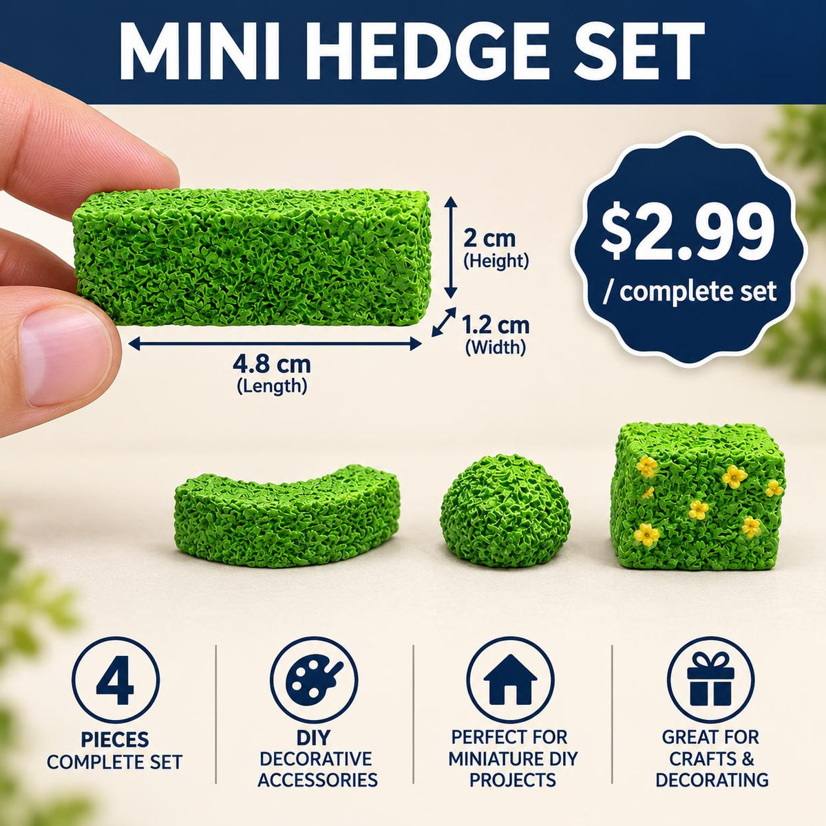 FANJUN-AMTECH Miniature Hedge Models Set - 4 Pieces