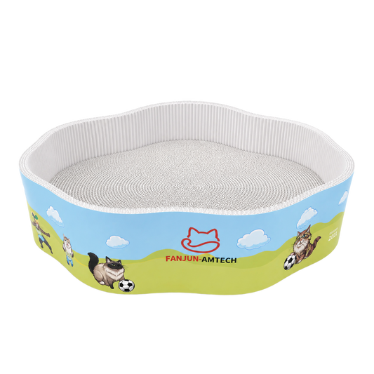 FANJUN-AMTECH 24 inch white flower-shaped corrugated cat scratcher