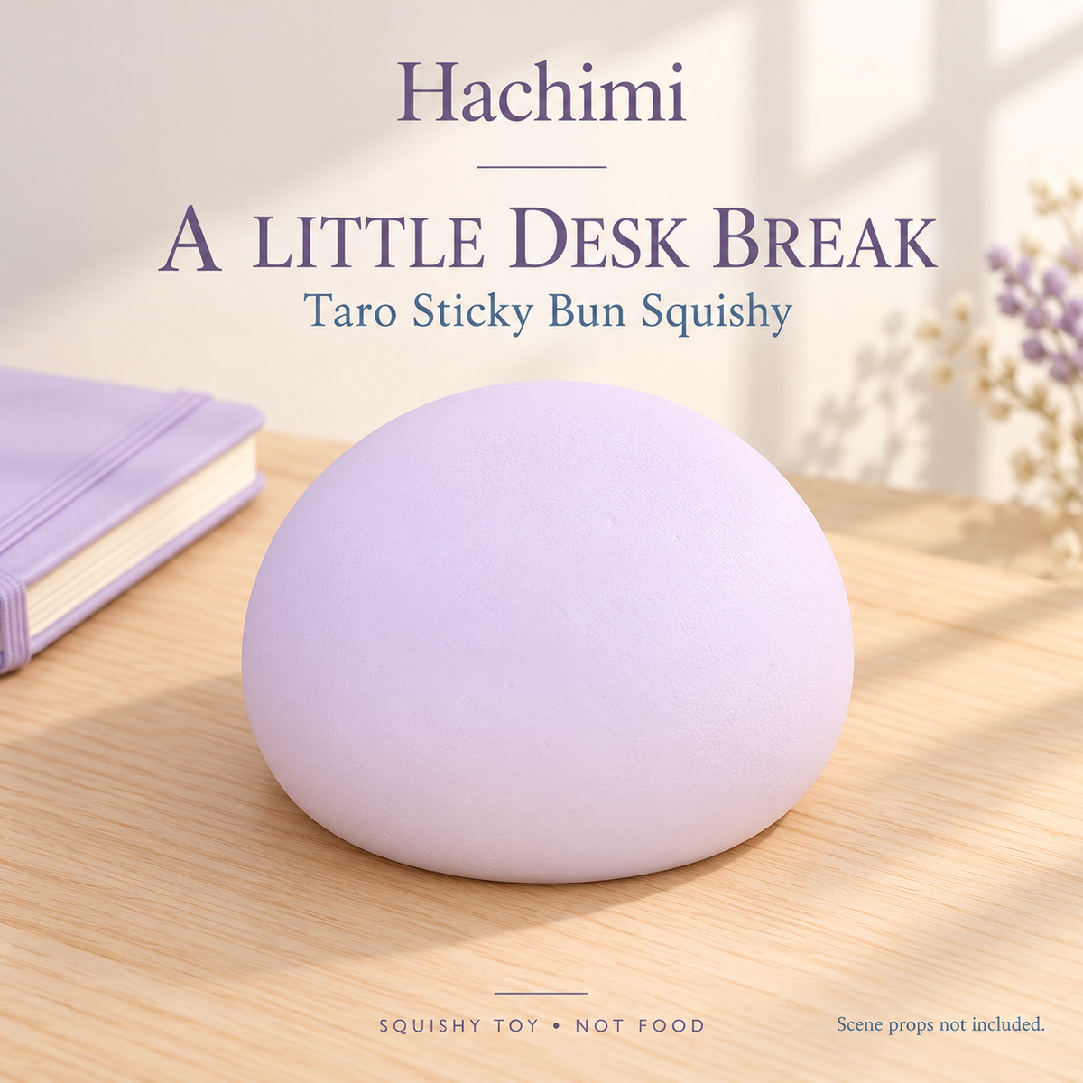 Hachimi Taro Sticky Bun — desk scene