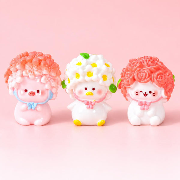 FANJUN-AMTECH Miniature Flower Animal Figurines for Dollhouse Decor - Choose Any 2 of 3 Styles, Non-Edible