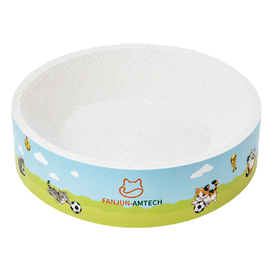 FANJUN-AMTECH white circular corrugated cat scratcher lounge
